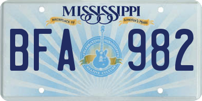 MS license plate BFA982