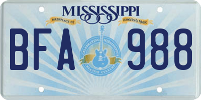 MS license plate BFA988