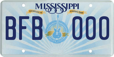 MS license plate BFB000