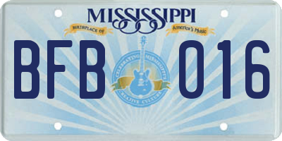 MS license plate BFB016