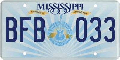 MS license plate BFB033