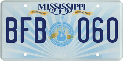 MS license plate BFB060