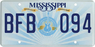 MS license plate BFB094
