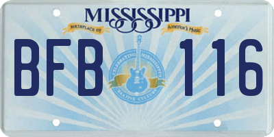 MS license plate BFB116