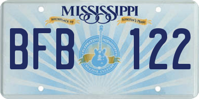 MS license plate BFB122