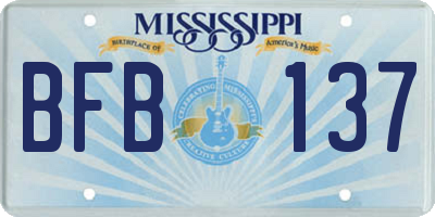 MS license plate BFB137