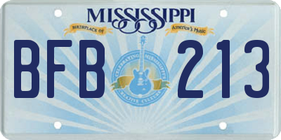MS license plate BFB213