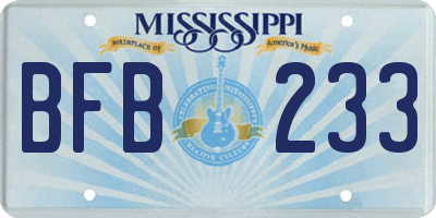 MS license plate BFB233