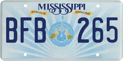 MS license plate BFB265