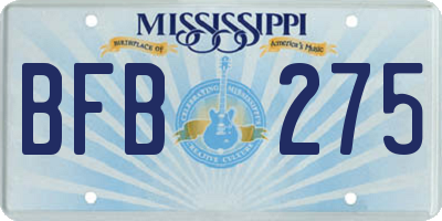 MS license plate BFB275