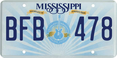MS license plate BFB478
