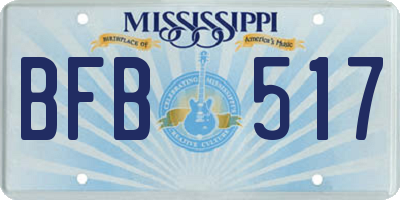 MS license plate BFB517