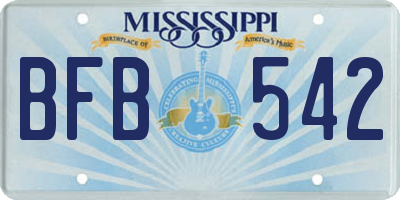 MS license plate BFB542