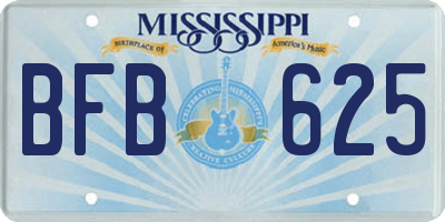 MS license plate BFB625