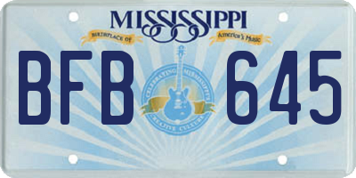 MS license plate BFB645