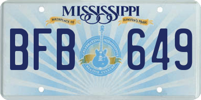 MS license plate BFB649