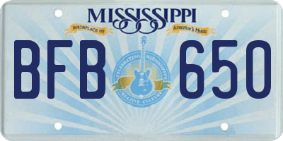 MS license plate BFB650