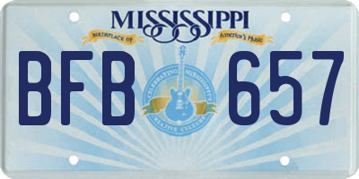 MS license plate BFB657