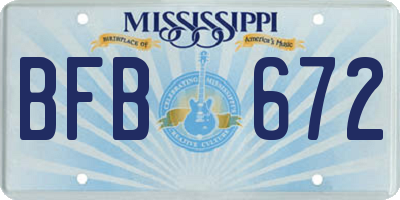 MS license plate BFB672