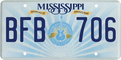 MS license plate BFB706