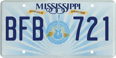 MS license plate BFB721