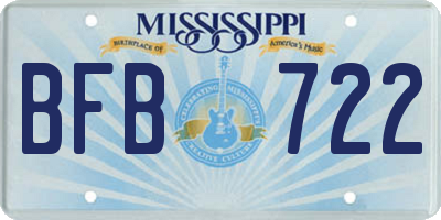 MS license plate BFB722