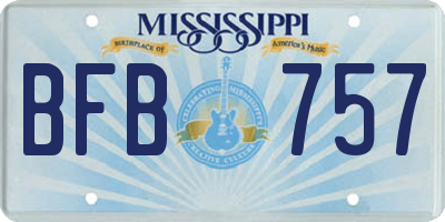 MS license plate BFB757