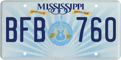 MS license plate BFB760