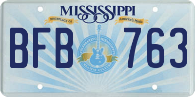 MS license plate BFB763