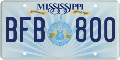 MS license plate BFB800