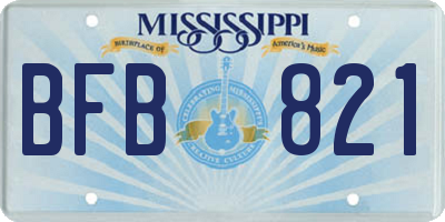 MS license plate BFB821
