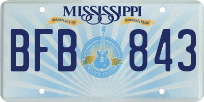MS license plate BFB843