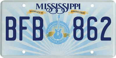 MS license plate BFB862