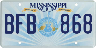 MS license plate BFB868
