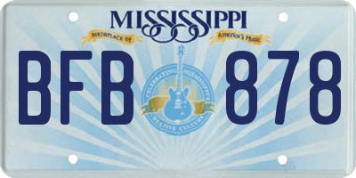 MS license plate BFB878