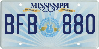 MS license plate BFB880
