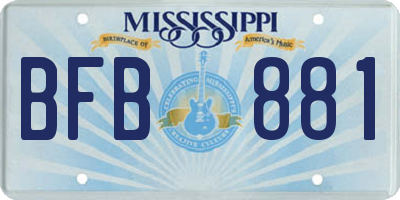 MS license plate BFB881