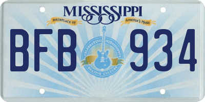 MS license plate BFB934