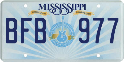 MS license plate BFB977