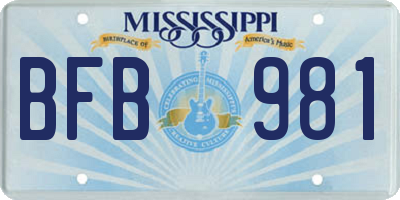 MS license plate BFB981