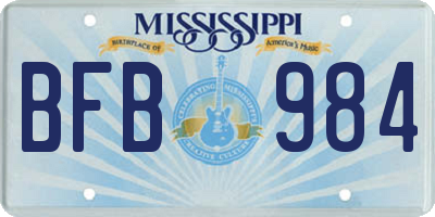 MS license plate BFB984