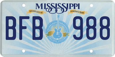 MS license plate BFB988