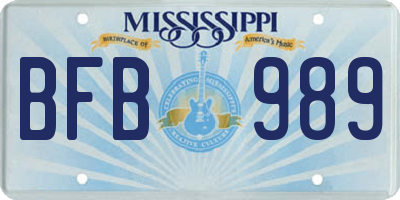 MS license plate BFB989