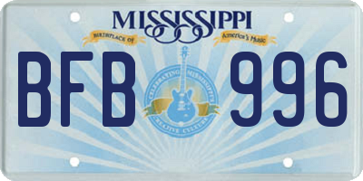 MS license plate BFB996