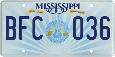 MS license plate BFC036