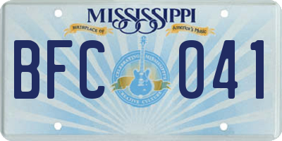 MS license plate BFC041