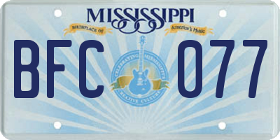 MS license plate BFC077