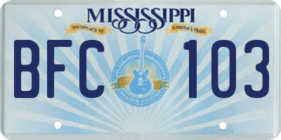 MS license plate BFC103