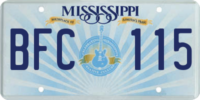 MS license plate BFC115