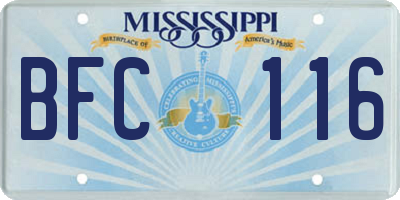 MS license plate BFC116